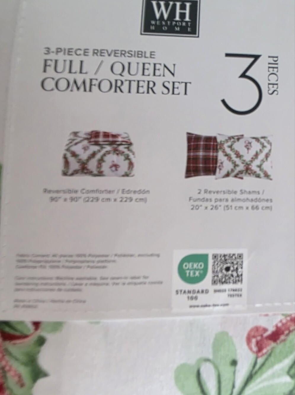 Westport HOME Red & Green Full/Queen Reversible Comforter Set